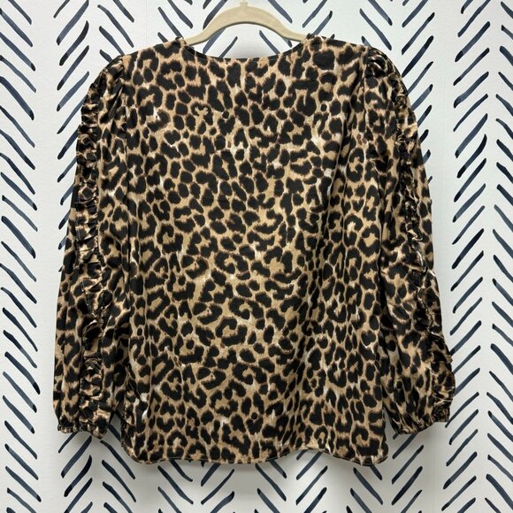 J Crew Leopard Print Ruffle Sleeve Top - XXS - Picture 5 of 5